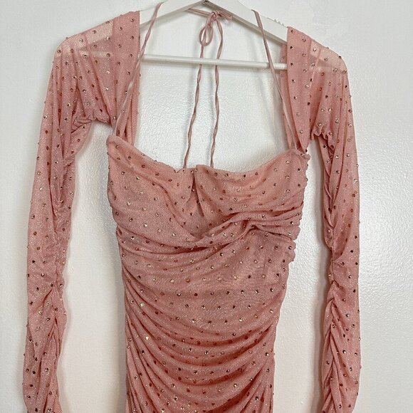 HOUSE OF CB Estella Crystallised Mini Dress in Soft Pink Size Medium - Picture 5 of 16